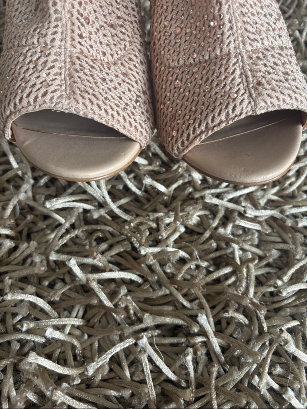 Aldo Beige Knit Peep-Toe Stiletto Booties - Picture 5 of 7